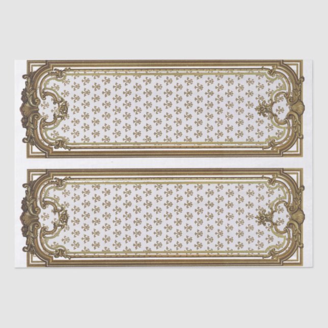 French Gold Frame Furniture Decoupage Fleur de Lis Tissue Paper (Front)