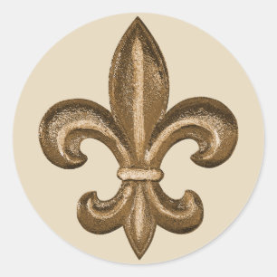 French Golden Fleur De Lis Crest Classic Round Sticker