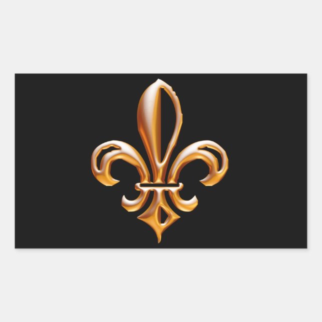 French Golden Fleur de Lis Rectangular Sticker (Front)
