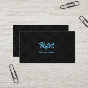 French Gothic Damask Stylist Black and Blue Business Card
