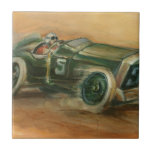French Grand Prix Racecar by Ethan Harper Tile<br><div class="desc">Take a trip in the way back machine with this painting of a French Grand Prix racecar by Ethan Harper. You can feel how fast the car is travelling thanks to the dust cloud trailing in the wake of the vehicle. Grab a copy to place on your wall!</div>