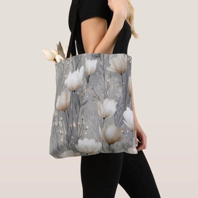 French Gray Pattern  Tote Bag (Close Up)