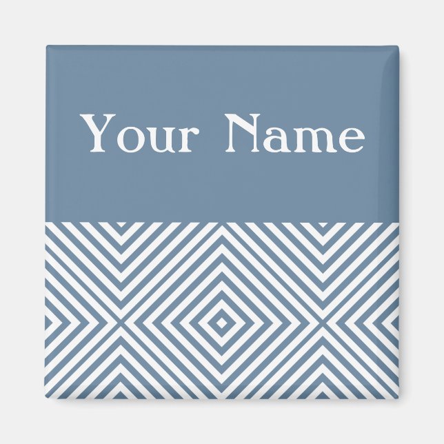 French Grey Diamond Chevron with name Magnet (Front)