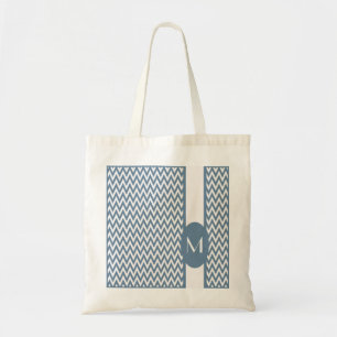French Grey Elegant Chevron Design with monogram Tote Bag