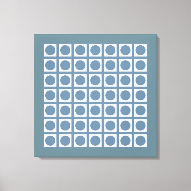 French Grey Elegant Grid Dots Canvas Print (Front)