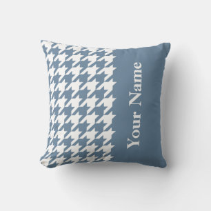 French Grey Elegant Houndstooth with name Cushion