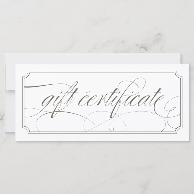 French Grey Elegant Script Gift Certificates (Front)