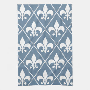 French Grey Fleur de Lis Tea Towel