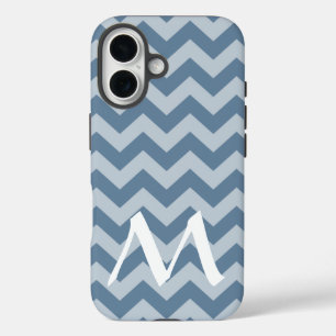 French Grey Moroccan Moods Chevrons with Monogram iPhone 16 Case