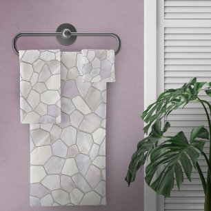 French Grey Platinum Mosaic Bath Towel Set