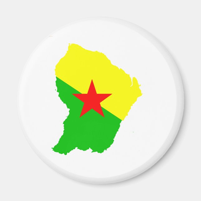 French Guiana Flag Map full size Magnet (Front)