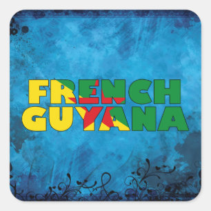 French Guianese name and flag on cool wall Square Sticker