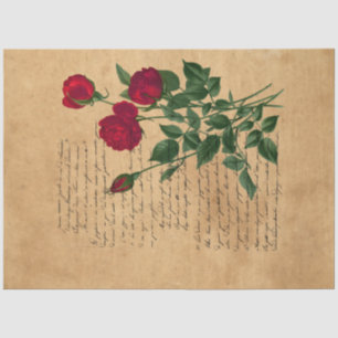 French Handwriting and Red Rose Series Design 2 Tissue Paper
