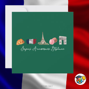 French Happy Birthday Card, Joyeux Anniversaire Card
