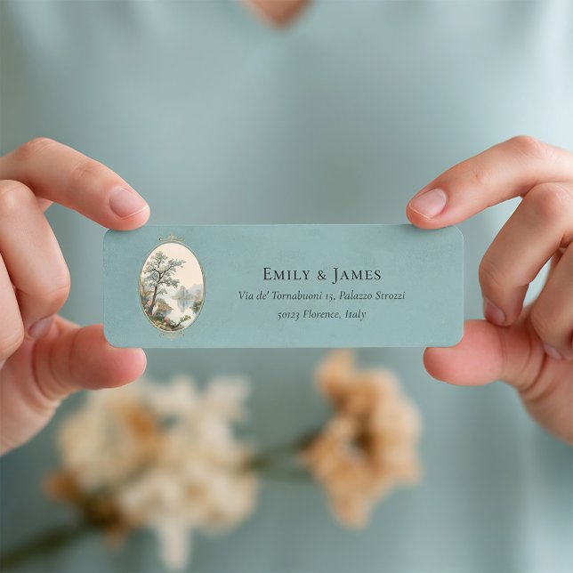 French Heron Dusty Blue Wedding Return Address (Creator Uploaded)