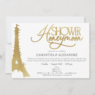 French Honeymoon in Paris Eiffel Couples Shower Invitation