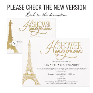 French Honeymoon in Paris Eiffel Couples Shower Invitation