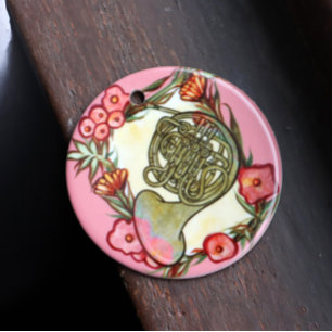 French Horn Band Camp Art Horns Band teacher       Ceramic Tree Decoration