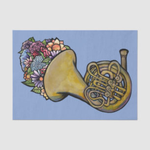 French Horn Band Music Floral Art                  Tissue Paper