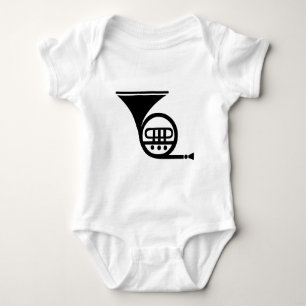 French Horn - Black Baby Bodysuit