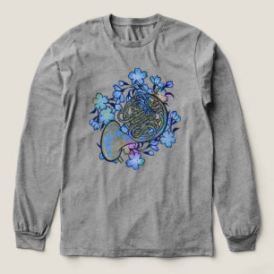 French Horn Blue Flowers Band Class Tri-Blend Shirt