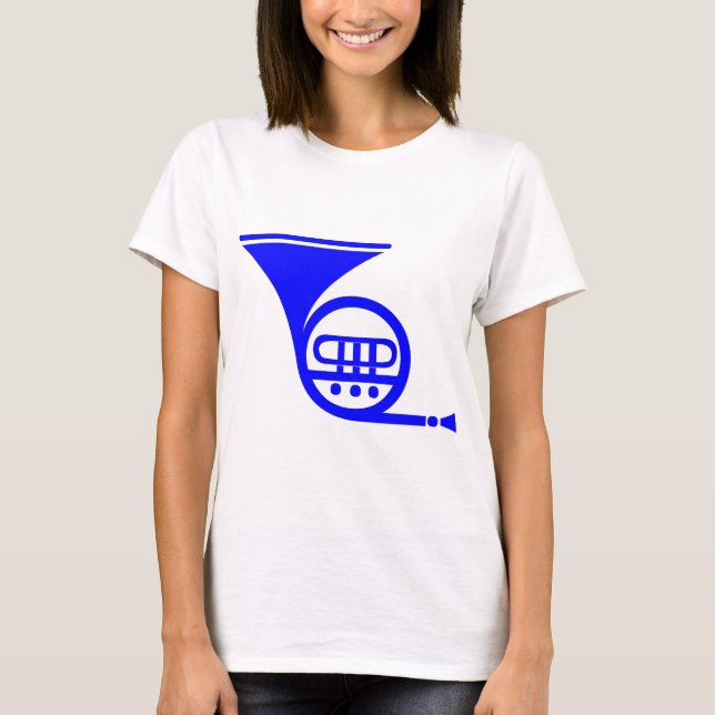 French Horn - Blue T-Shirt (Front)