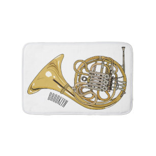French horn cartoon illustration  bath mat