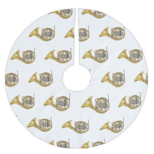 French horn cartoon illustration brushed polyester tree skirt