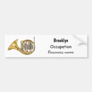 French horn cartoon illustration bumper sticker