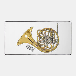 French horn cartoon illustration desk mat