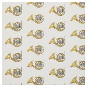 French horn cartoon illustration fabric