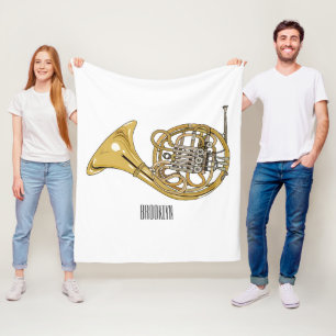 French horn cartoon illustration fleece blanket