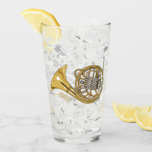 French horn cartoon illustration glass