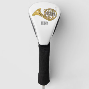 French horn cartoon illustration  golf head cover