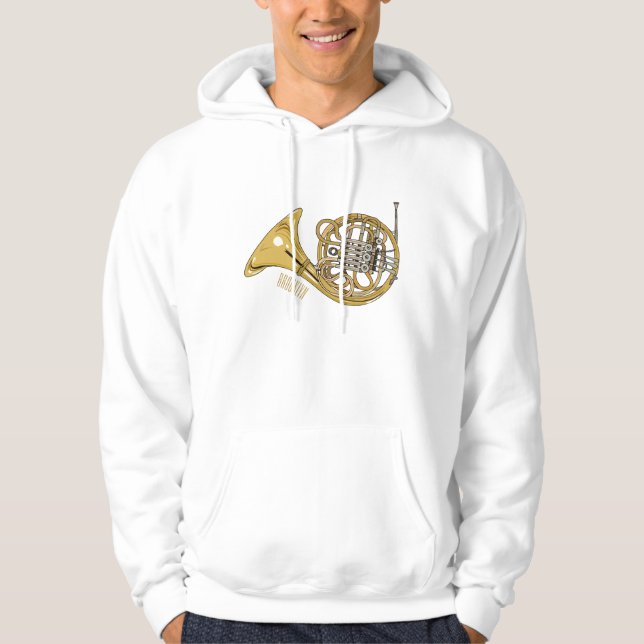 French horn cartoon illustration  hoodie (Front)