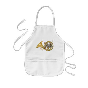 French horn cartoon illustration  kids apron
