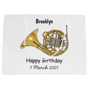 French horn cartoon illustration large gift bag