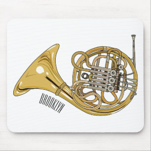 French horn cartoon illustration  mouse pad
