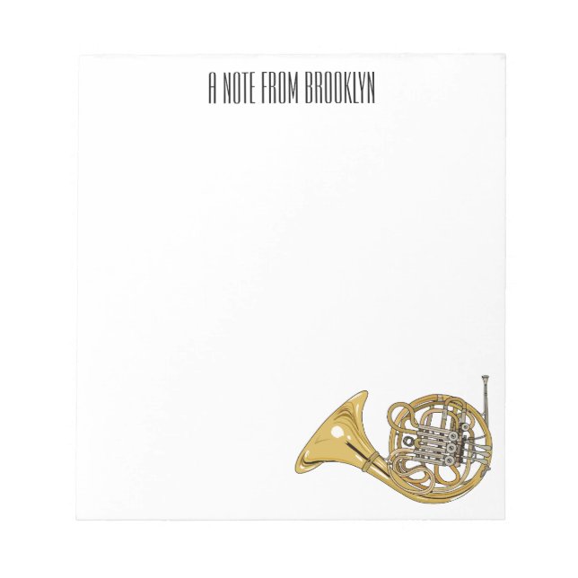 French horn cartoon illustration  notepad (Front)