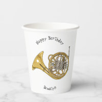 French horn cartoon illustration