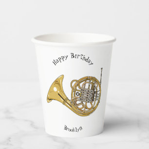 French horn cartoon illustration paper cups