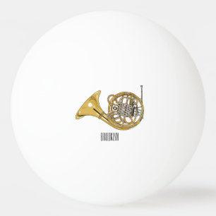 French horn cartoon illustration  ping pong ball