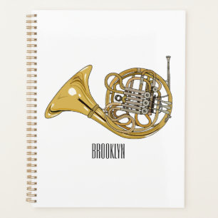 French horn cartoon illustration planner