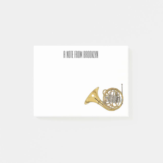 French horn cartoon illustration  post-it notes (Front)