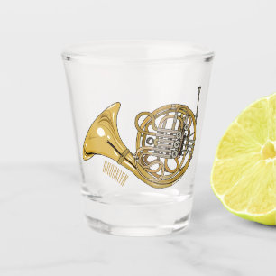 French horn cartoon illustration shot glass