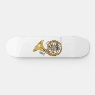 French horn cartoon illustration  skateboard