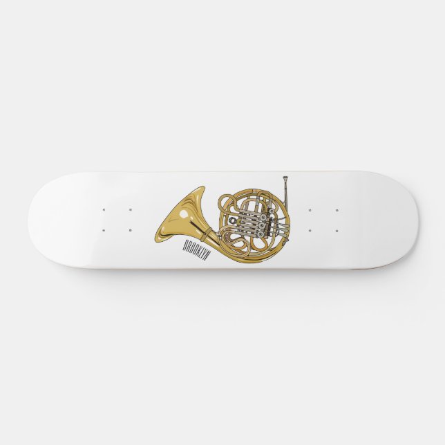 French horn cartoon illustration  skateboard (Horz)