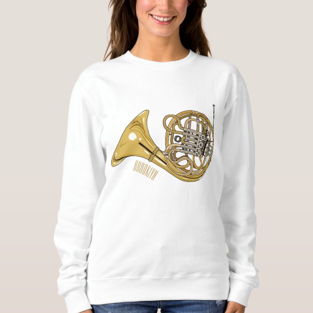 French horn cartoon illustration  sweatshirt (Front)
