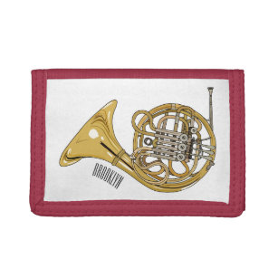 French horn cartoon illustration  trifold wallet