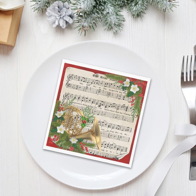 French Horn Christmas Sheet Music Napkin (Creator Uploaded)